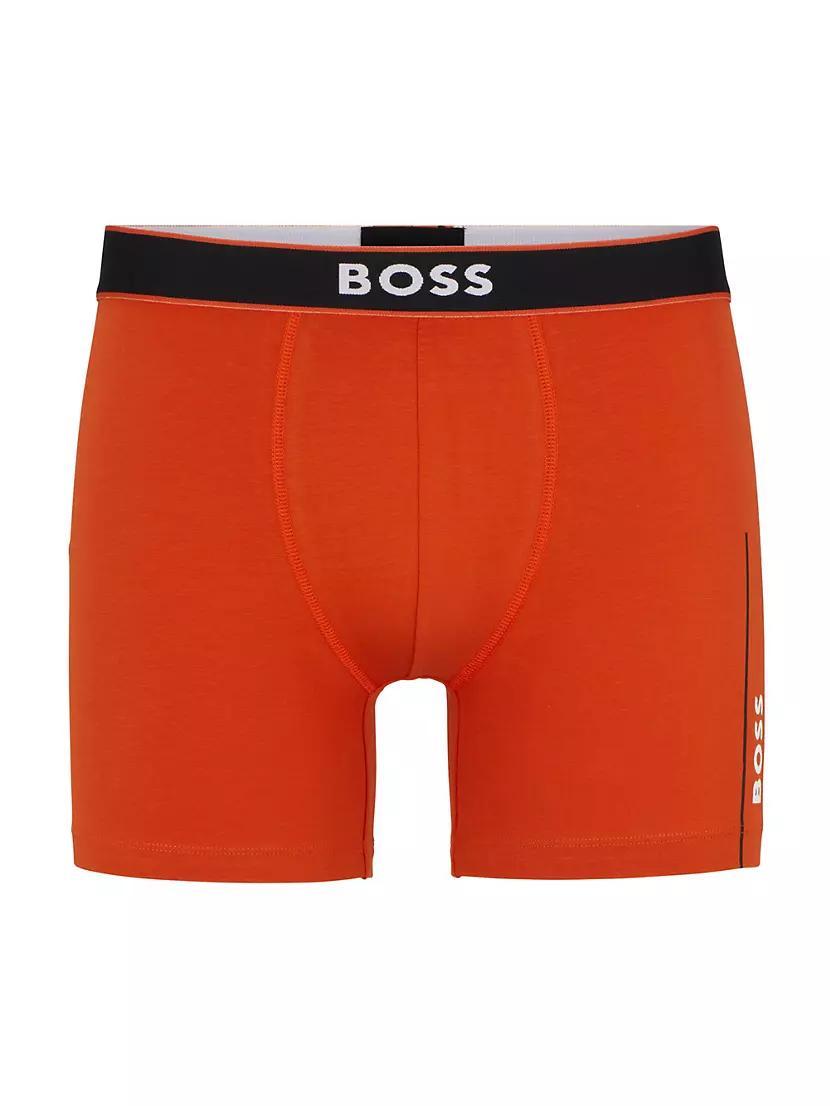 Stretch-Cotton Boxer Briefs with Stripes and Logos Product Image