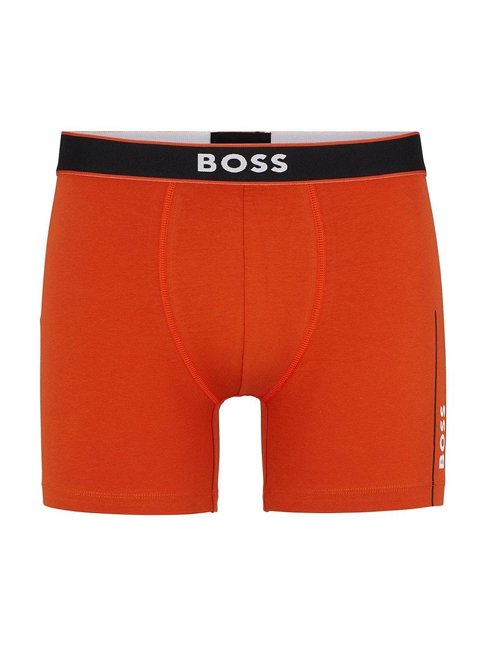 Mens Stretch-Cotton Boxer Briefs with Stripes and Logos Product Image