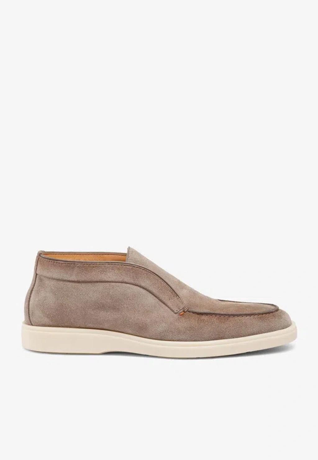 SANTONI Men's Taupe Suede Desert Boot Natural Product Image