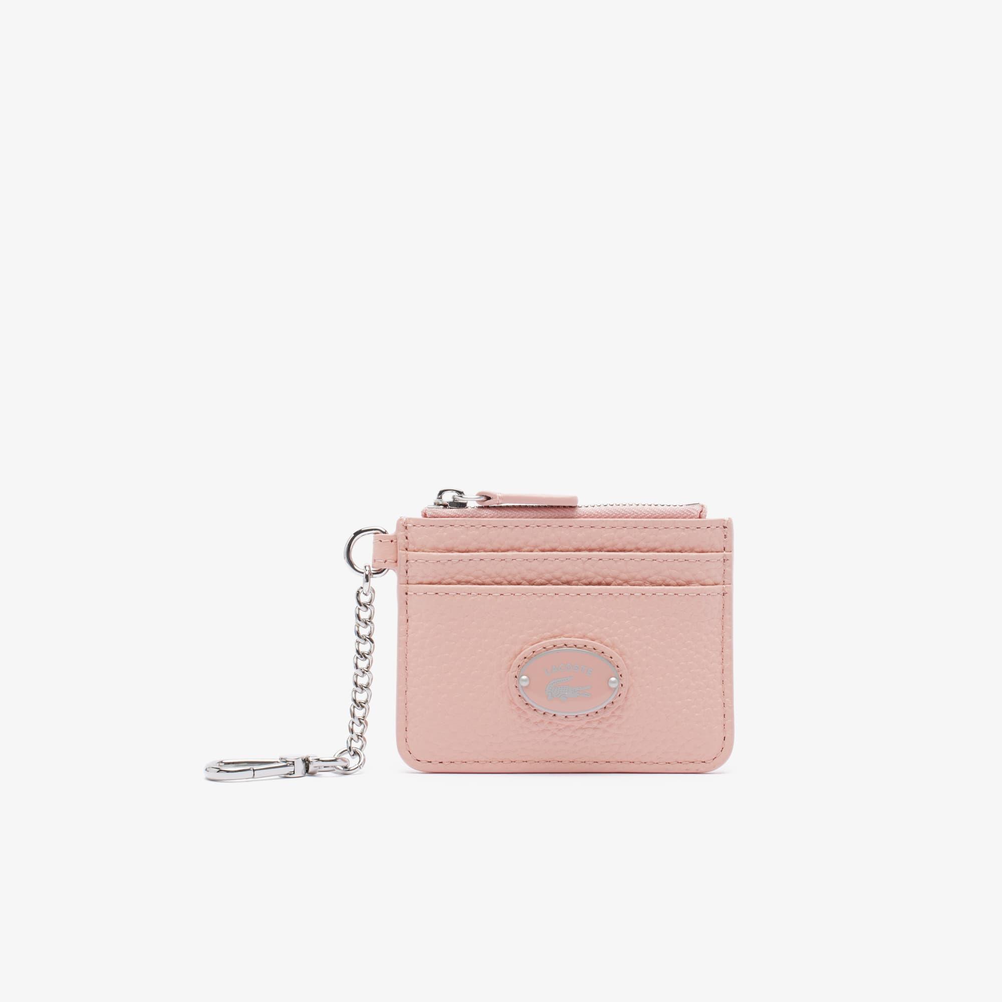 Women's Lacoste Snap Hook Grained Leather Card Holder Product Image