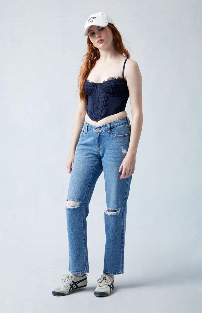 Women's Eco V-Dip Ripped '90s Straight Leg Jeans - Product Image