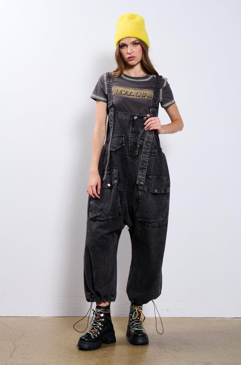 JUST LIKE THAT BAGGY FIT OVERALLS IN GREY Product Image