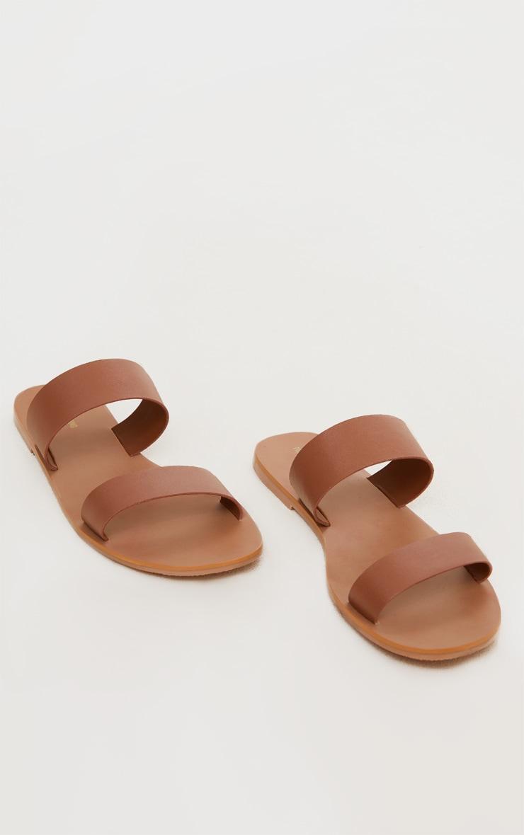 Tan Wide Fit Leather Twin Strap Sandal Product Image