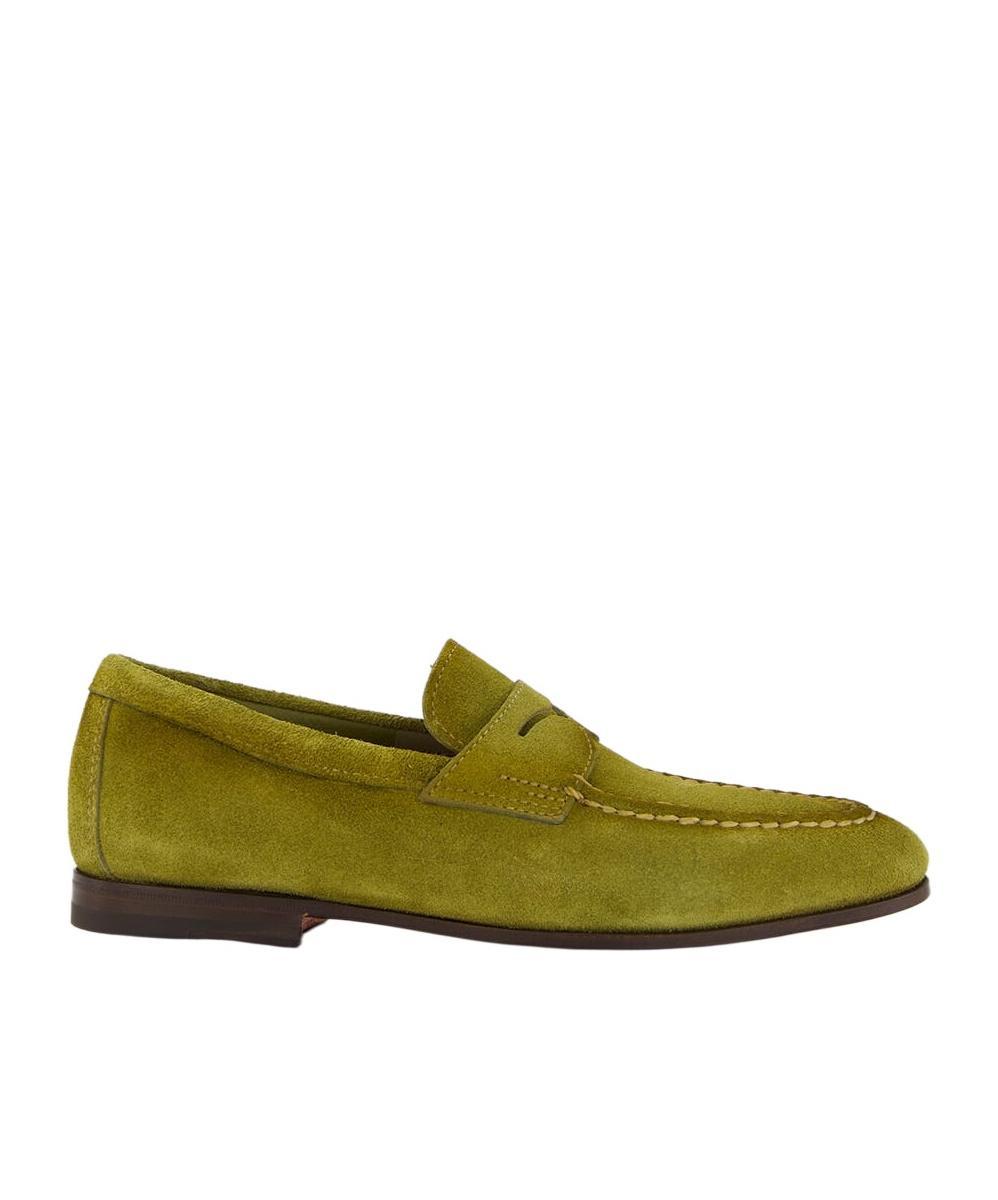 SANTONI Suede Loafers In Green Product Image