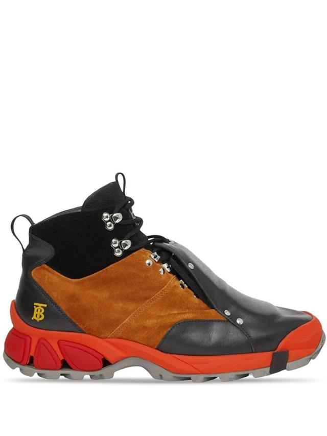 Leather And Suede Tor Boots In Orange/black Product Image