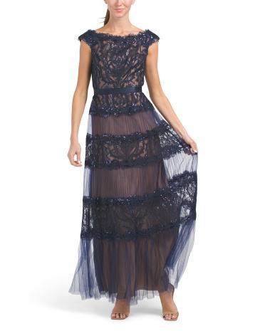 Zaira Tiered Tulle Gown for Women Product Image