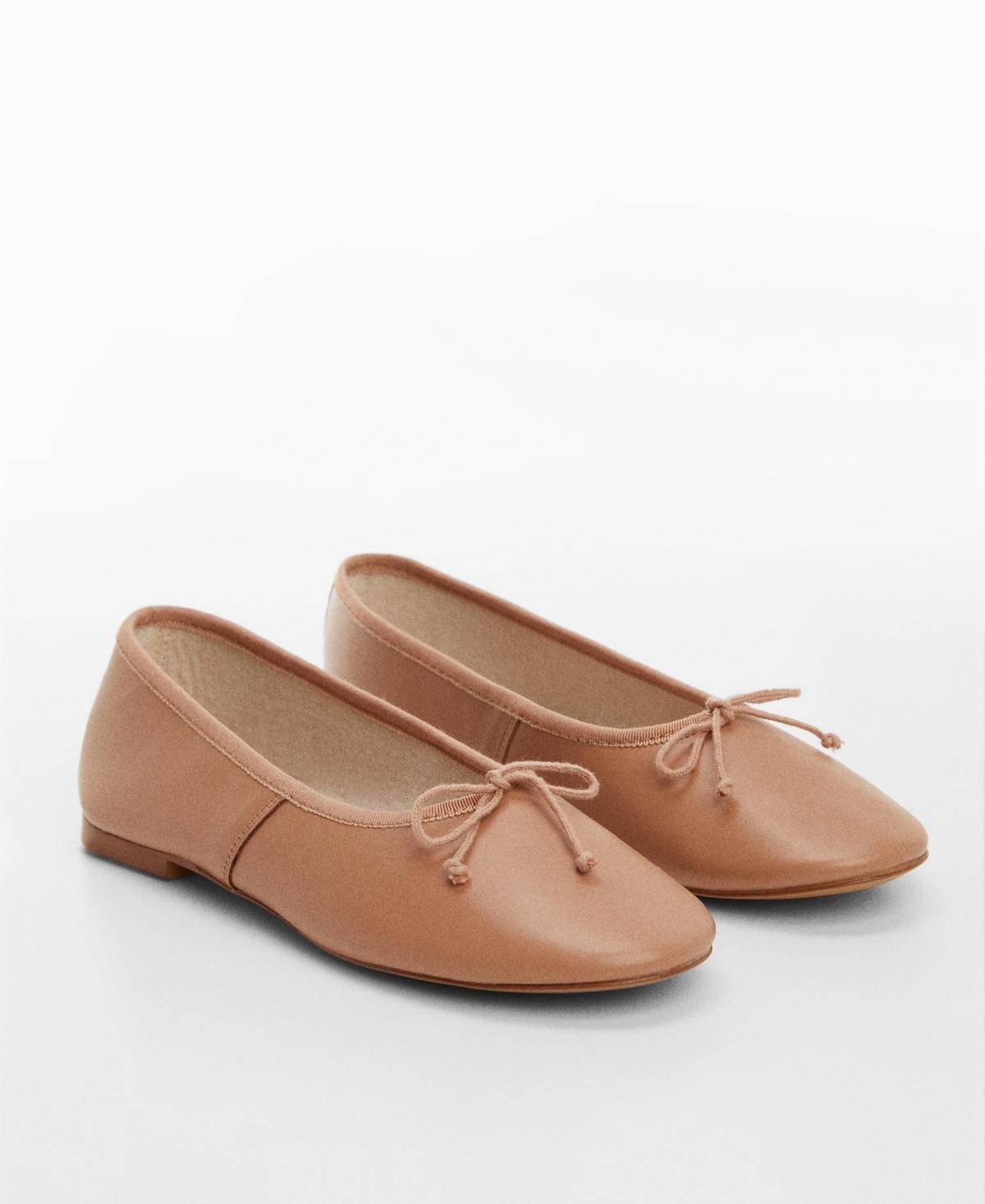 Mango Womens Bow Leather Ballerina Product Image