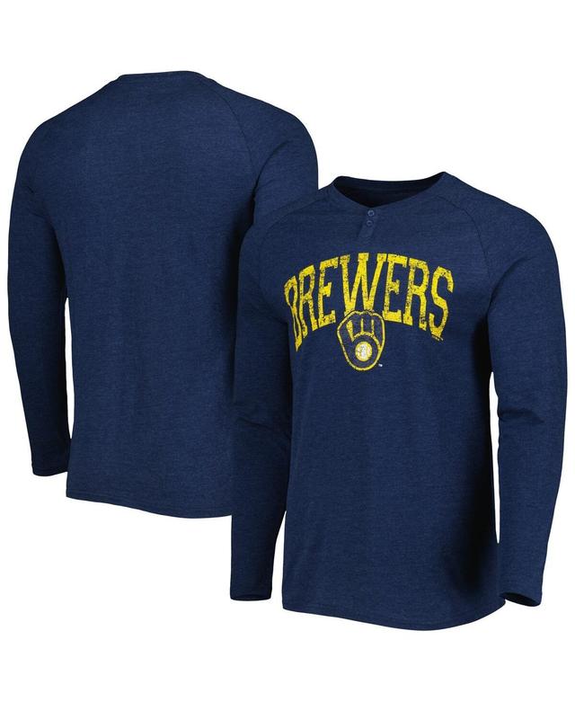 Mens Concepts Sport Heather Navy Milwaukee Brewers Inertia Raglan Long Sleeve Henley T-shirt Product Image