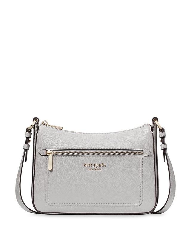 Kate Spade New York Hudson Pebbled Leather Medium Crossbody (Platinum Grey) Handbags Product Image
