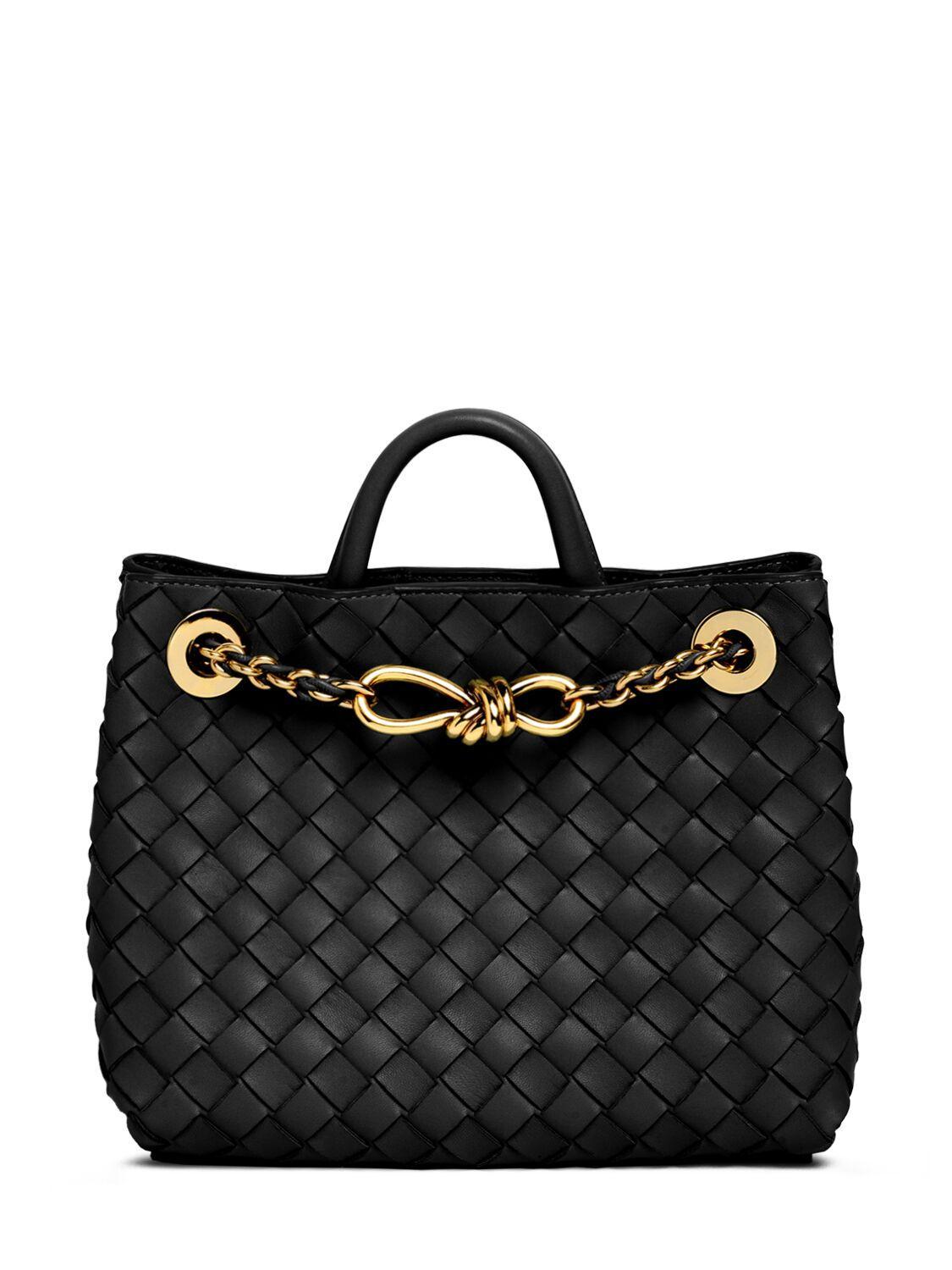 Small Andiamo Leather Bag With Chain In Black Product Image