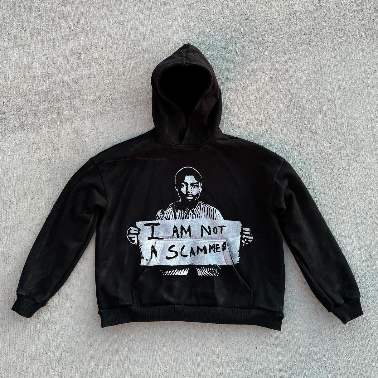 I'm Not A Scammer Print Graphics Cotton Pocket Hoodie Product Image