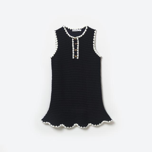 Navy Crochet Mini Dress Product Image