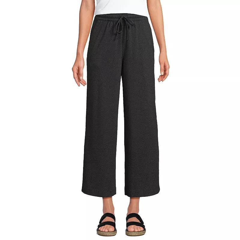 Lands End Womens Tall Sport Knit Elastic Waist Wide Leg Crop Pants Product Image