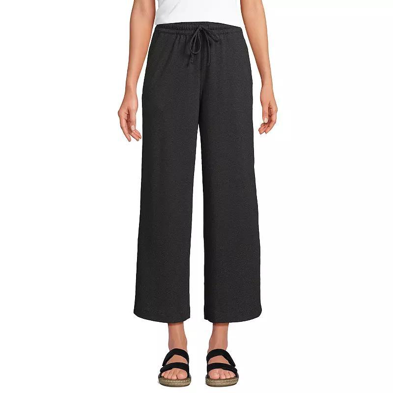 Womens Lands End Sport Knit Pull-On Wide Leg Crop Pants Product Image