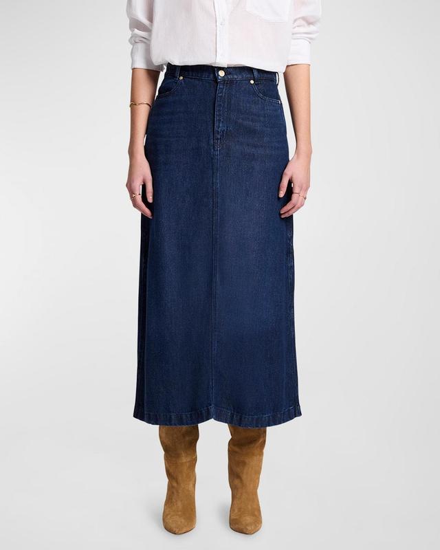 Womens Stretch Denim Midi-Skirt Product Image