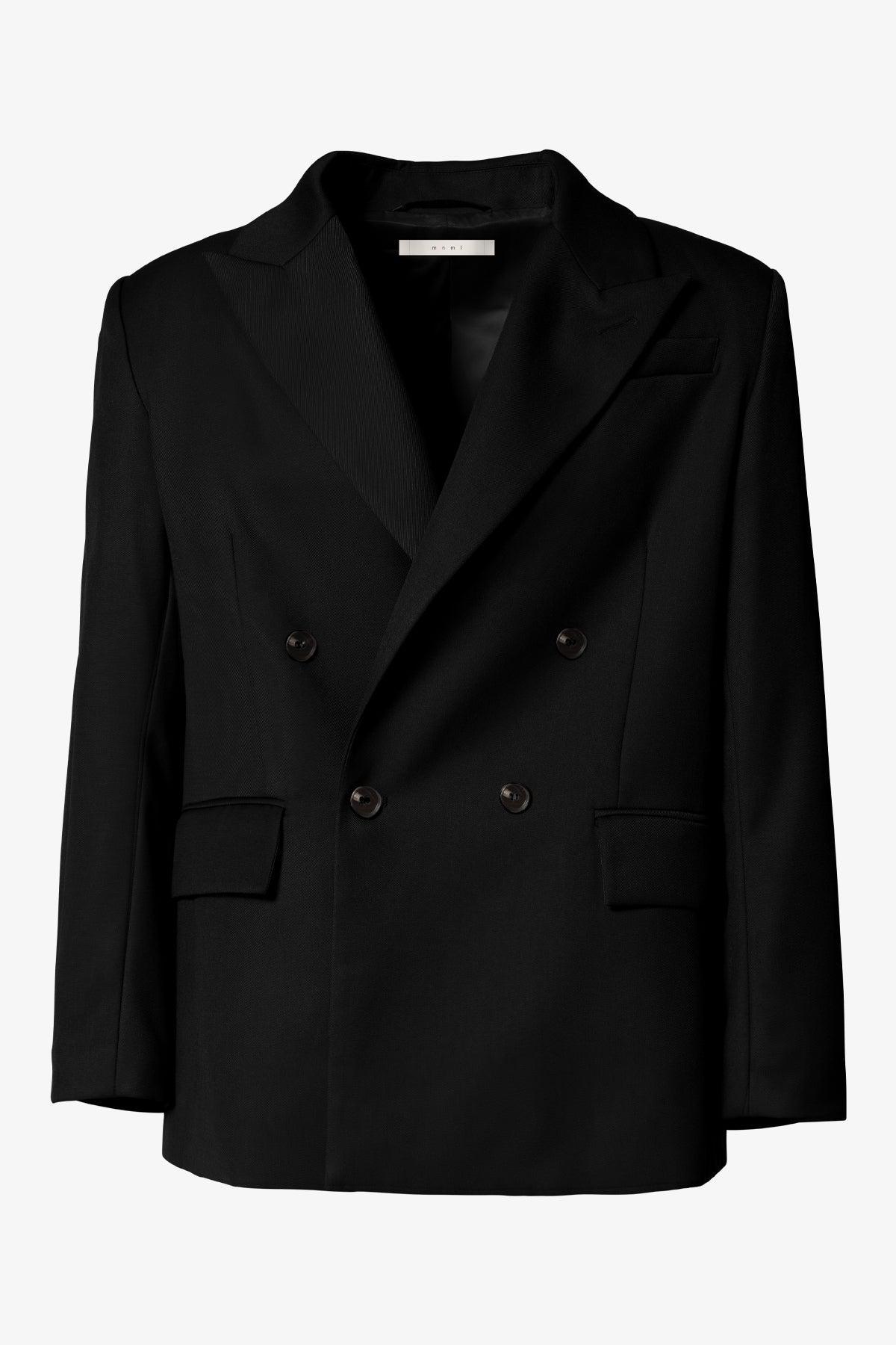 Double Breasted Suit Jacket - Black Product Image