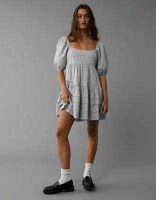 AE Puff Sleeve Tiered Babydoll Mini Dress Product Image