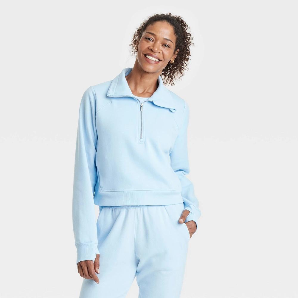 Womens Fleece Half Zip Pullover - All In Motion Blue Product Image