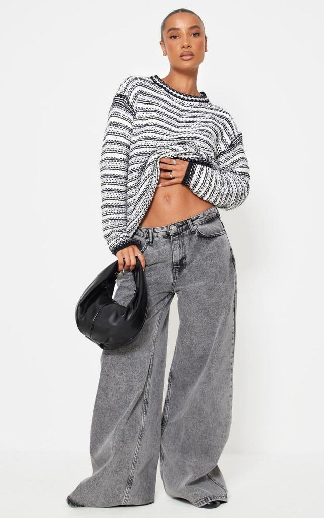 Monochrome Contrast Knit Slouchy Oversized Sweater Product Image