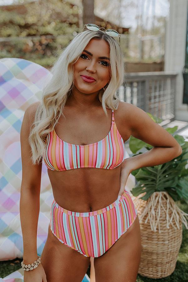 Pina Colada Please Stripe Bikini Top Product Image