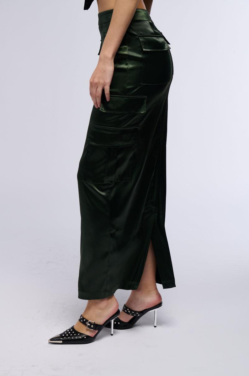 ALL IN SATIN CARGO POCKET MAXI SKIRT Product Image