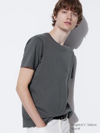 Mens Supima Cotton Crew Neck T-Shirt Gray 3XL UNIQLO US Product Image