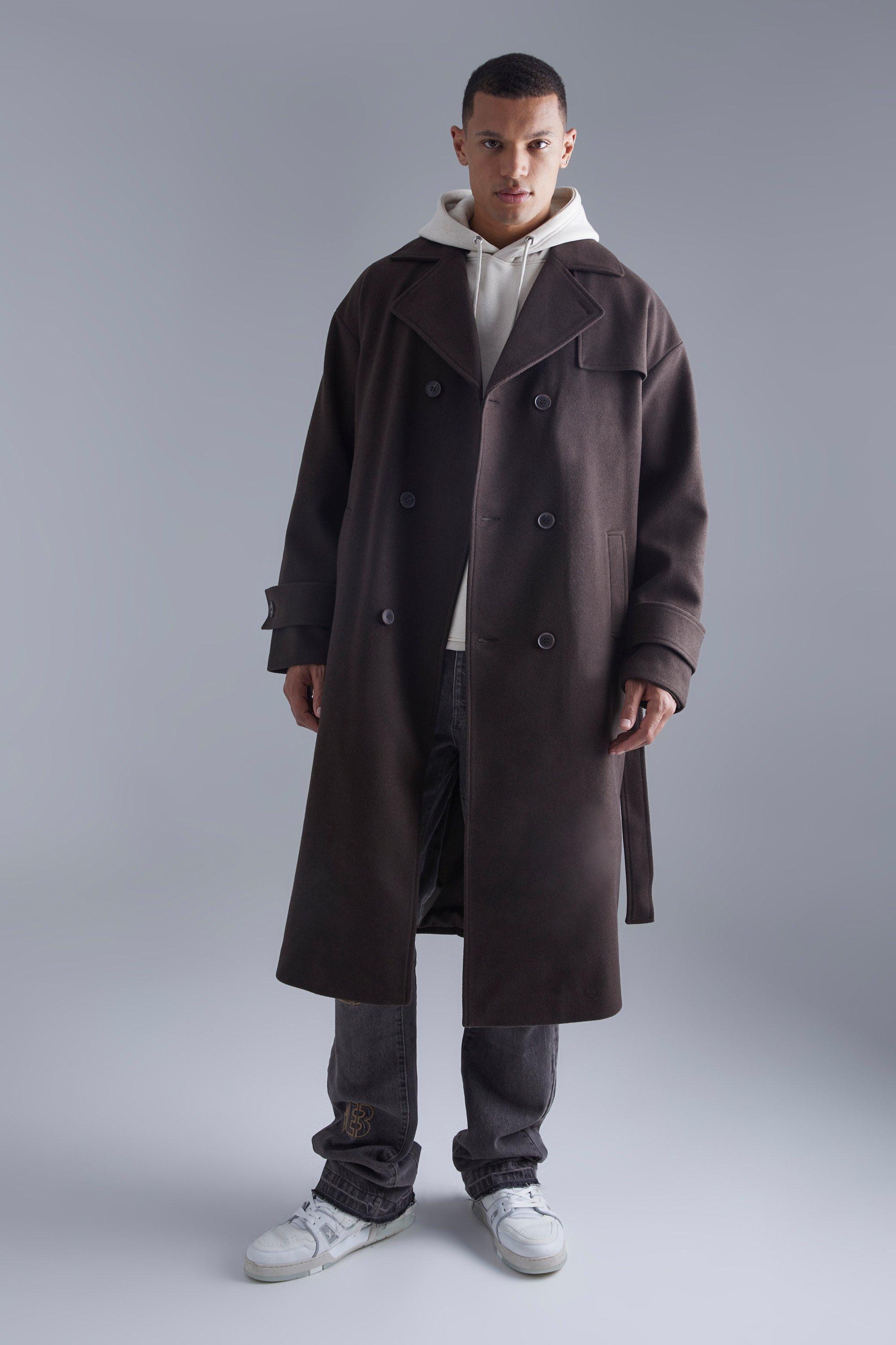 Tall Double Breasted Trench Overcoat | boohooMAN USA Product Image