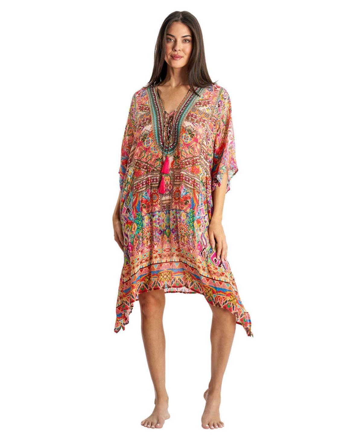 La Moda Clothing Womens V-neck Short Kaftan Dress Product Image