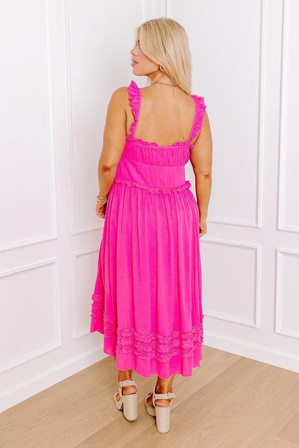 Bayside Bliss Ruffle Midi in Hot Pink Curves Product Image