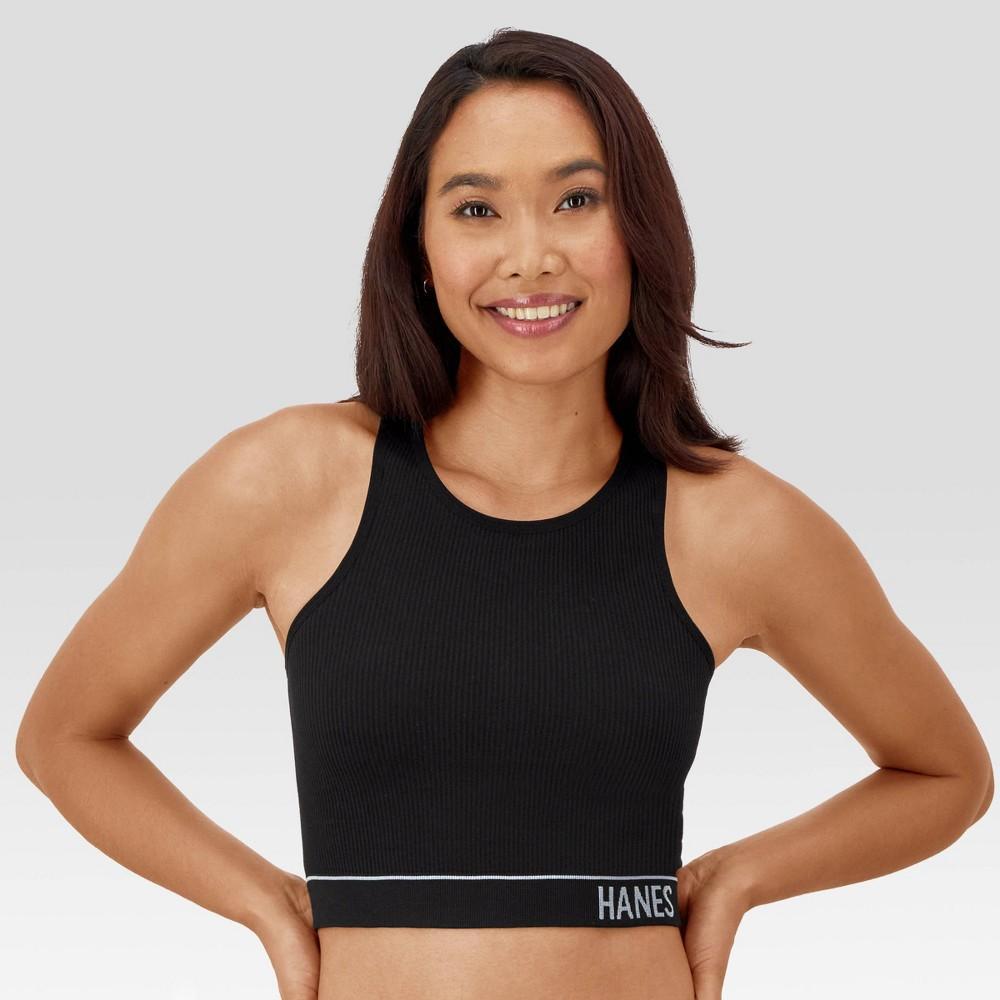 Hanes Originals Womens Ribbed Seamless Bra - Black M Product Image