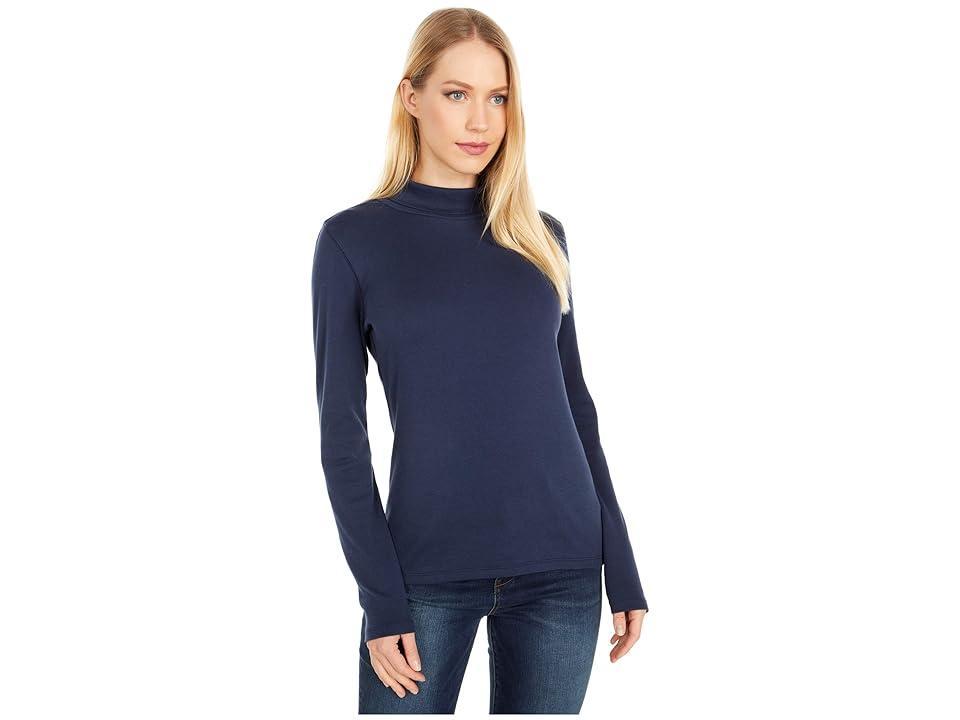 Lilla P 1x1 Rib Long Sleeve Turtleneck Tee (Dark Navy) Women's Clothing Product Image