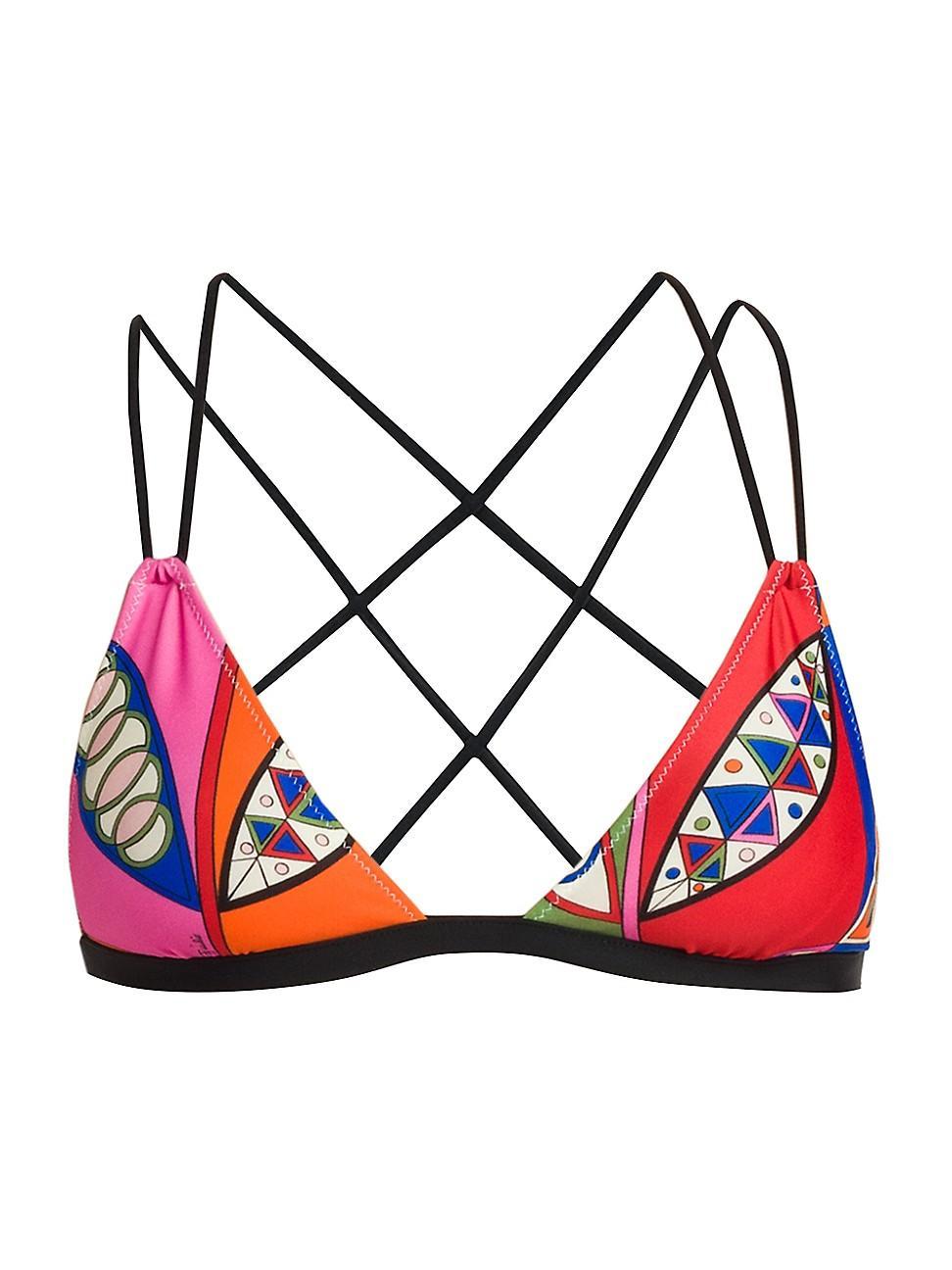 Womens Printed Crisscrossed Bikini Top Product Image