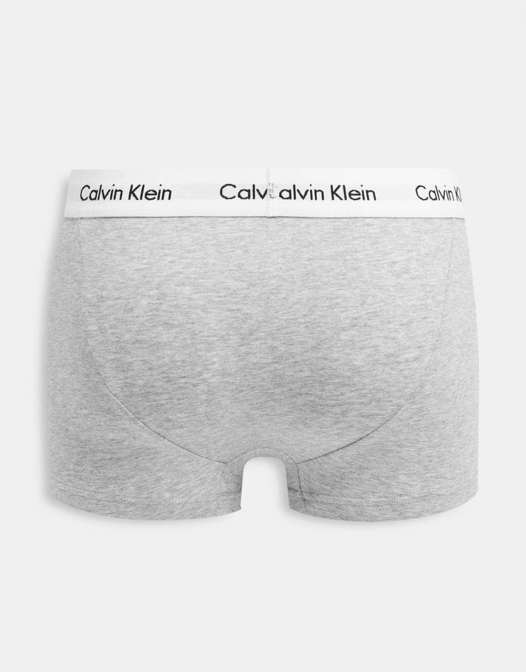 Calvin Klein Cotton Stretch 3 pack low rise boxer briefs with logo waistband in gray Product Image