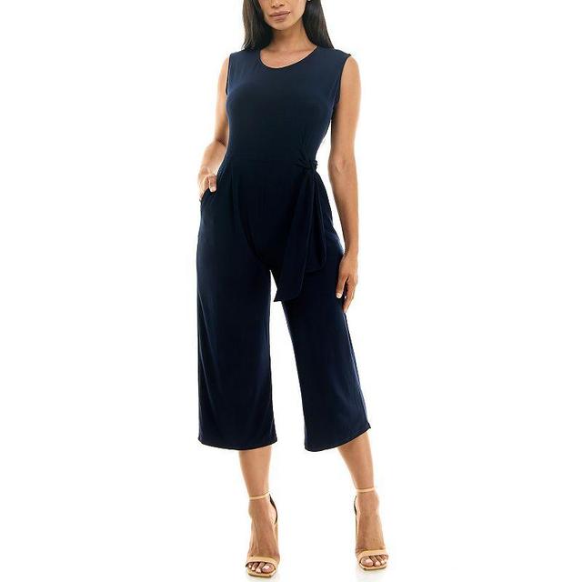 Womens Nina Leonard Sleeveless Culotte Jumpsuit Blue Product Image