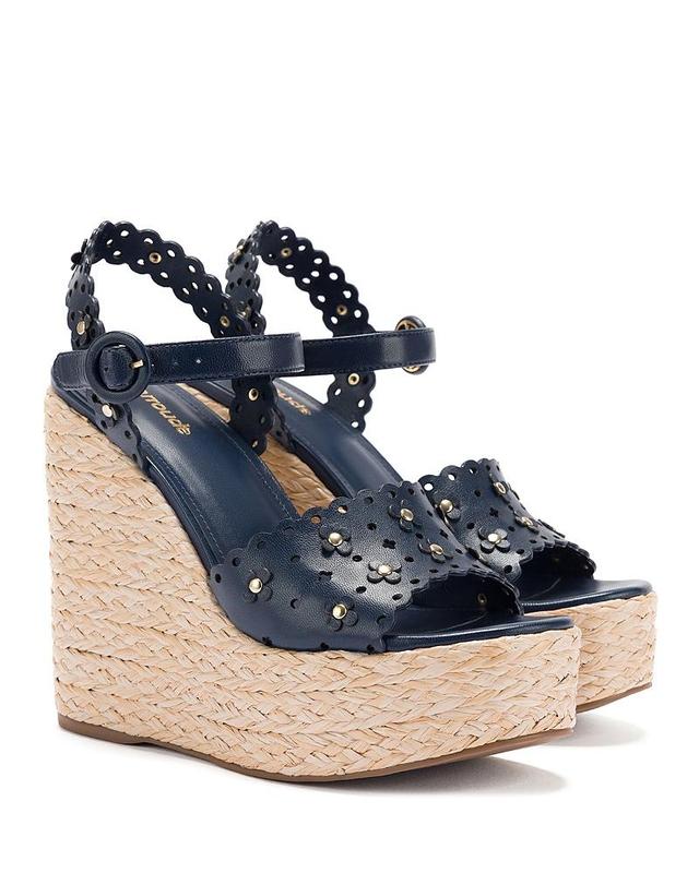 Larroude Womens Jasmine Flower Detail Espadrille Wedge Platform Sandals Product Image