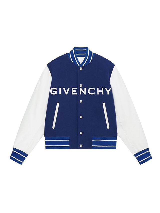 Mens Varsity Jacket in Wool and Leather Product Image