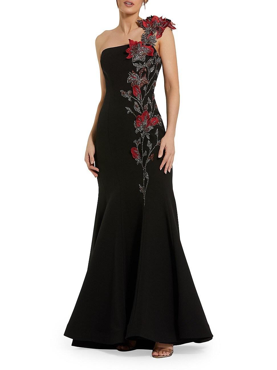 Womens Embellished Floral Crepe Mermaid Gown Product Image