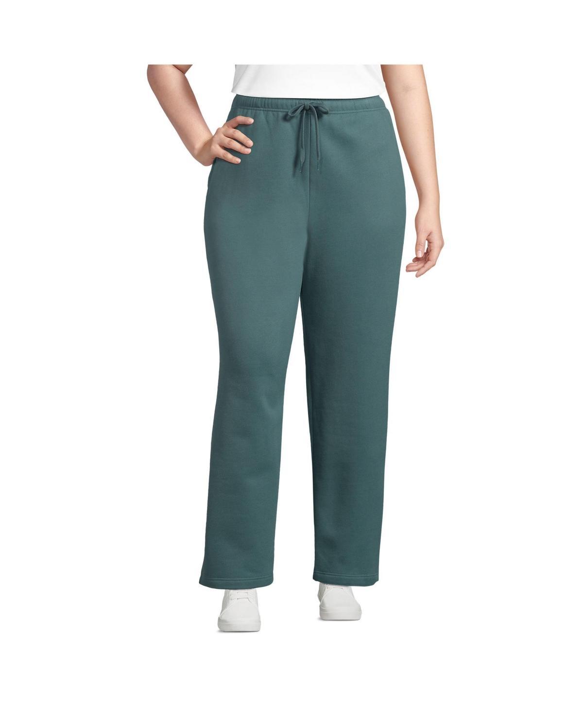 Plus Size Lands End Fleece High-Rise Relaxed Straight Leg Pants, Womens Gray Grey Product Image