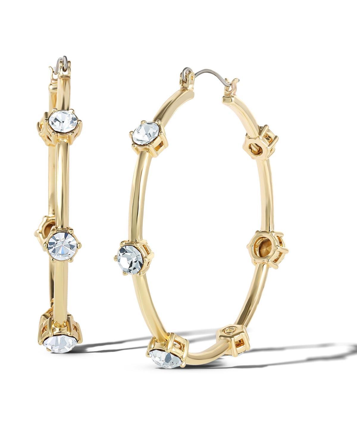 Jessica Simpson Womens Drop and Hoop Earrings Tone Earrings with Crystal Embellishments - Gold Product Image