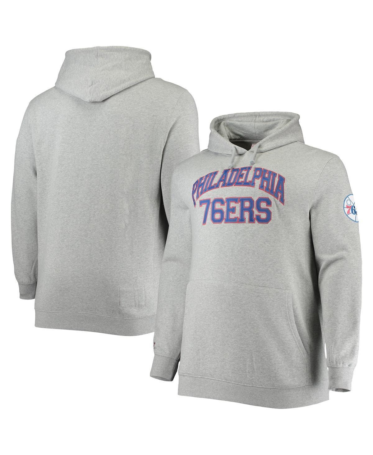 Mens Mitchell & Ness Heathered Gray Philadelphia 76ers Hardwood Classics Big & Tall Throwback Pullover Hoodie Product Image