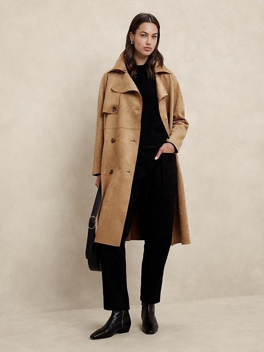 Vegan Suede Trench Coat Product Image