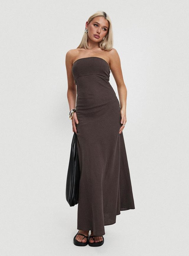 Yahir Strapless Maxi Dress Brown Product Image