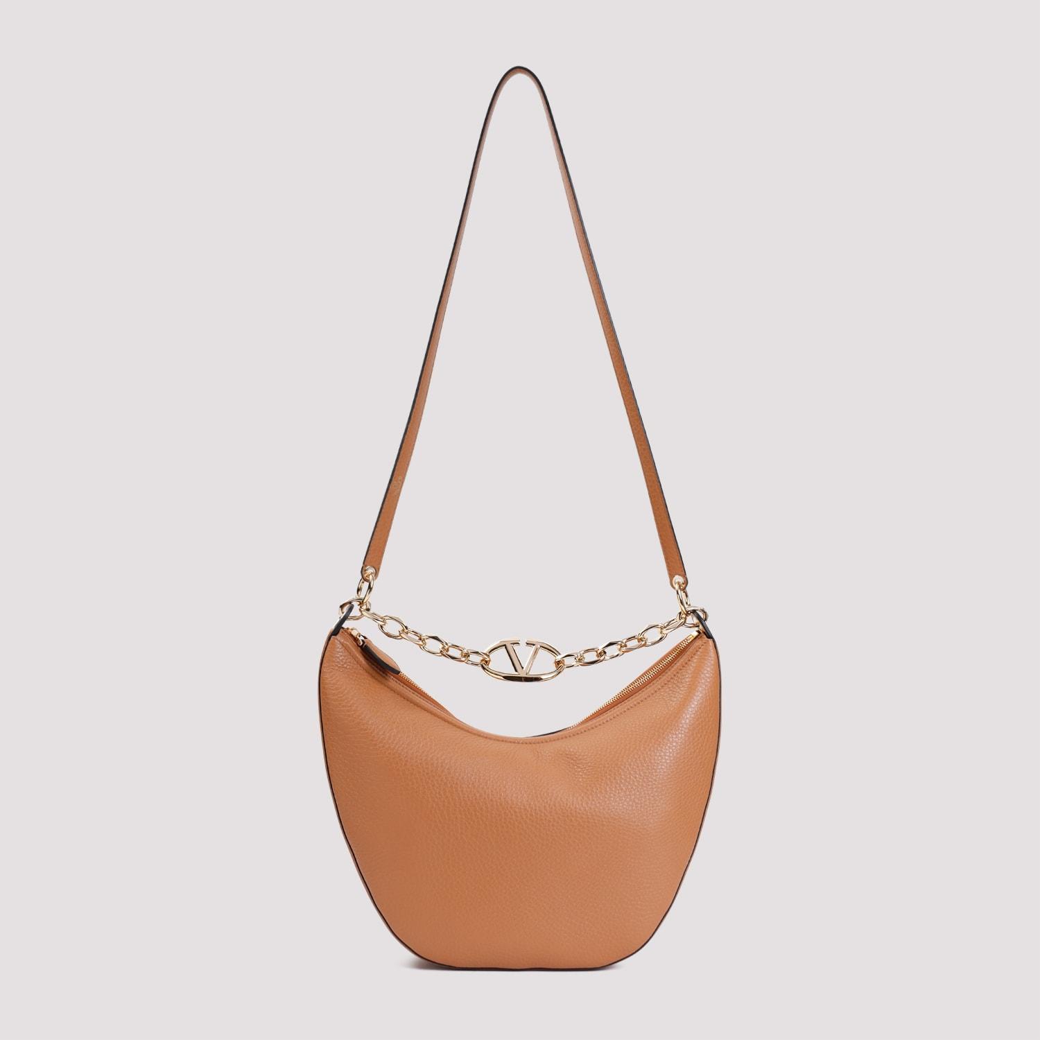 VALENTINO GARAVANI V Logo Moon Medium Hobo Bag In Beige Product Image