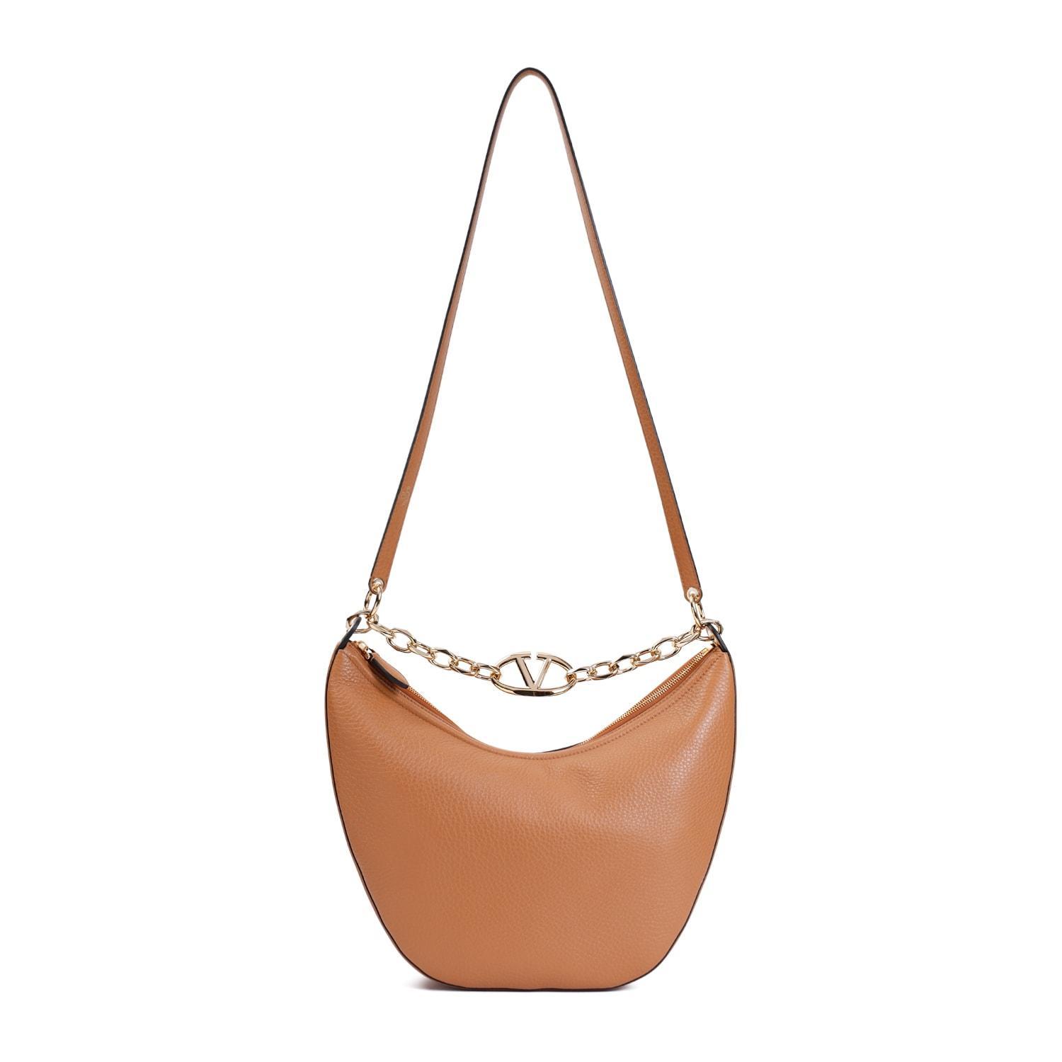 VALENTINO GARAVANI V Logo Moon Medium Hobo Bag In Beige Product Image