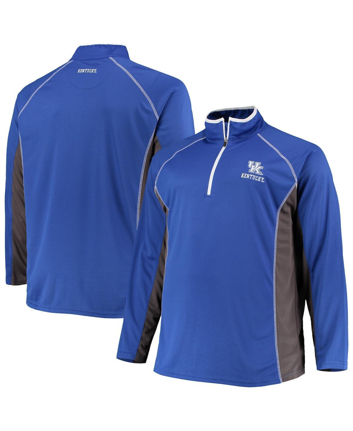 Mens Royal Kentucky Wildcats Big & Tall Textured Raglan Quarter-Zip Jacket Product Image