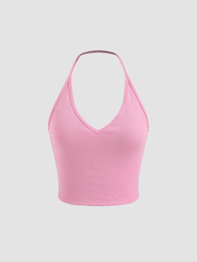 Solid Halter Crop Top Product Image