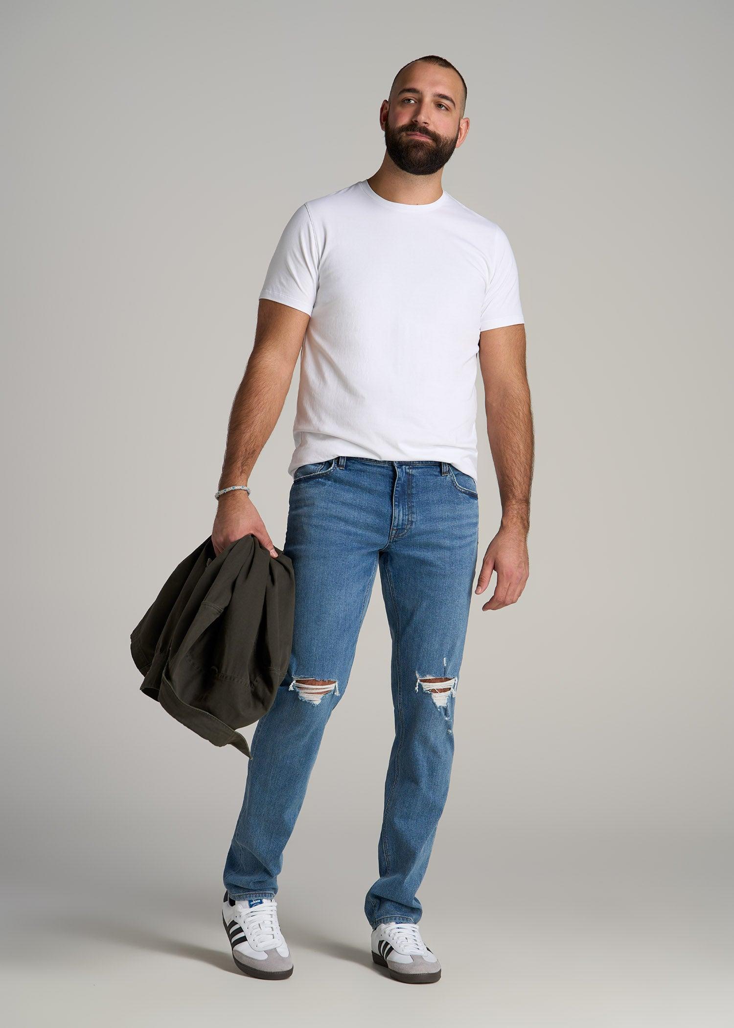 Carman TAPERED Jeans for Tall Men in Distressed Skyline Blue Male Product Image