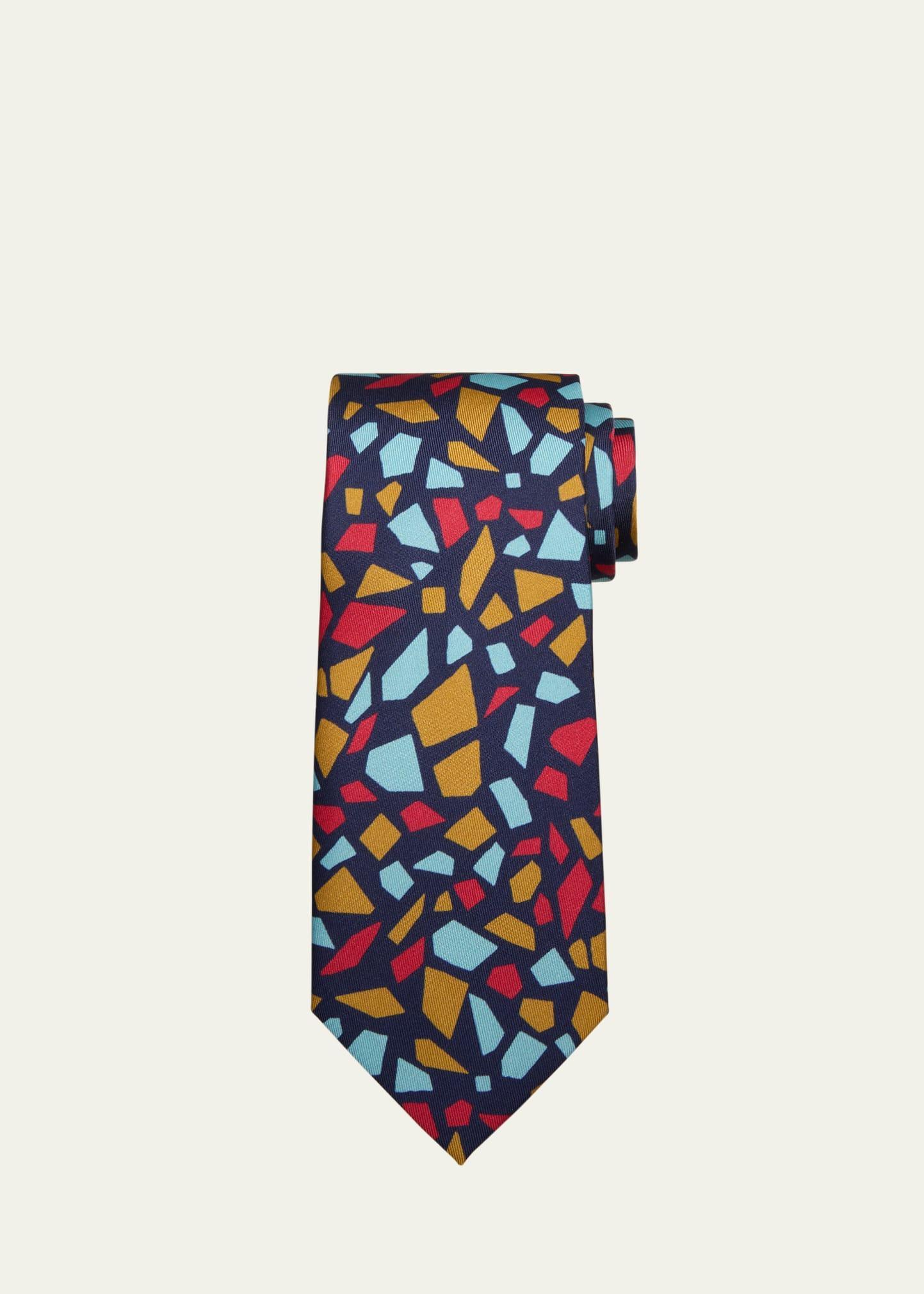 Mens Geometric-Print Silk Tie Product Image