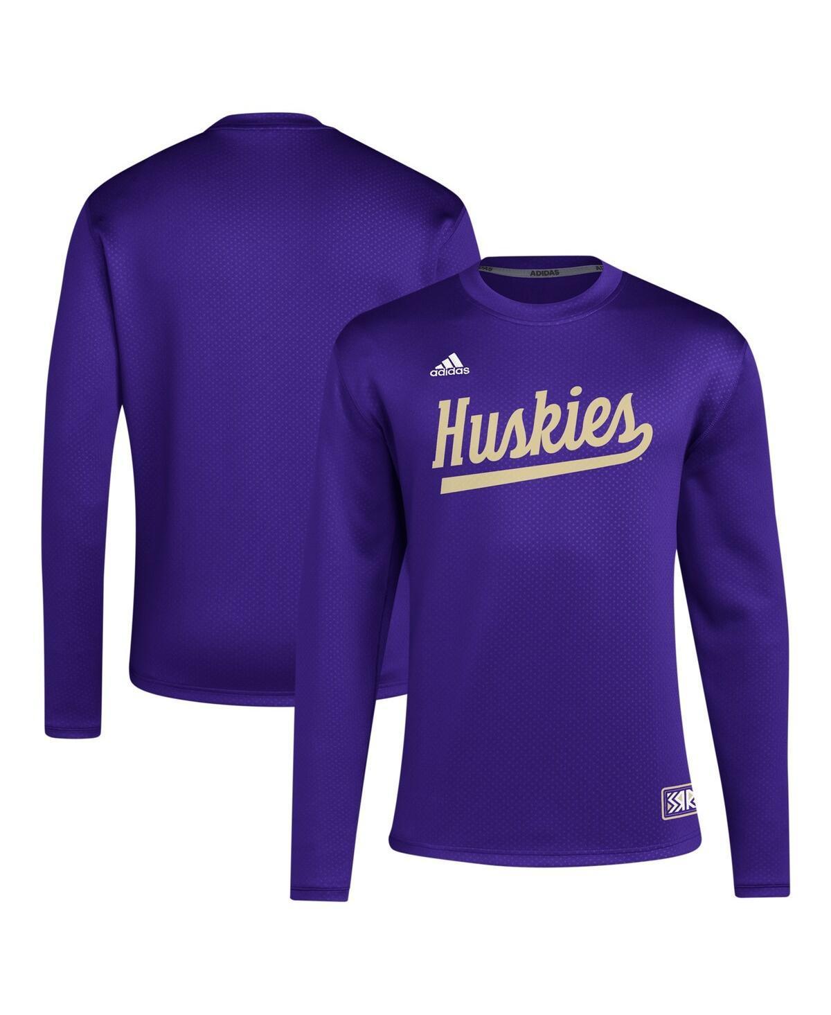 Mens adidas Washington Huskies Reverse Retro Baseball Script Pullover Sweatshirt Product Image