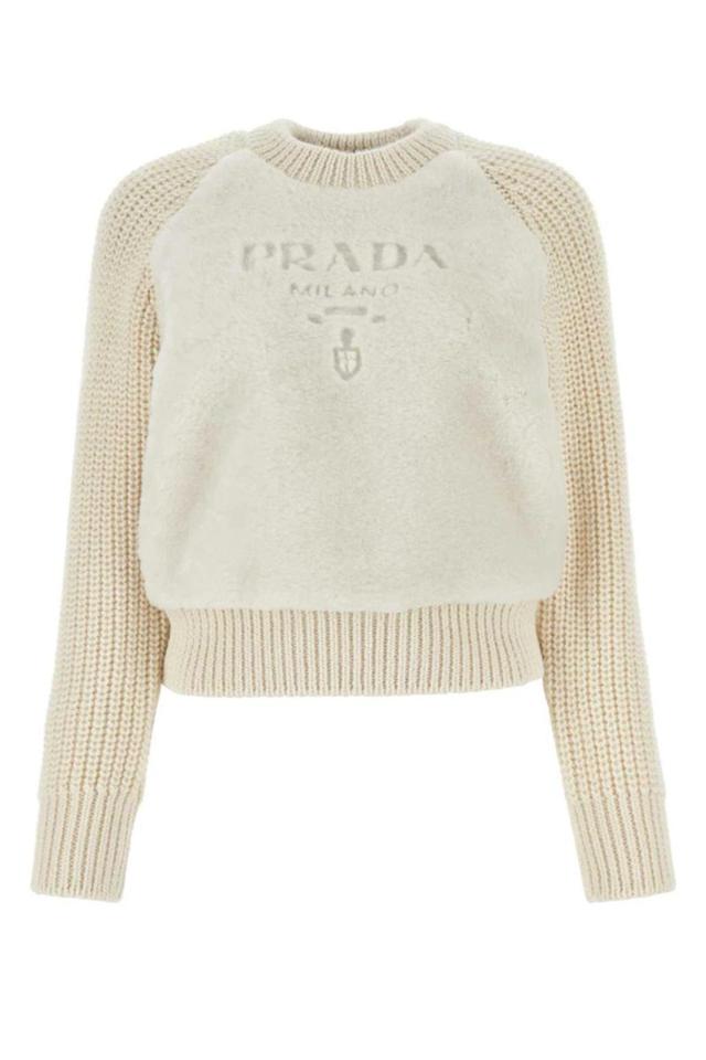 Logo Detailed Crewneck Jumper In White Product Image